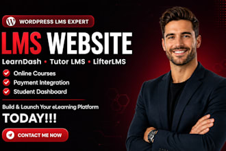build wordpress lms website elearning website online course learndash tutor lms