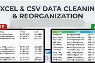 clean, format, merge, and organize your excel or CSV data
