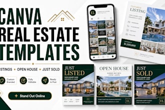 design editable canva real estate templates and social media post