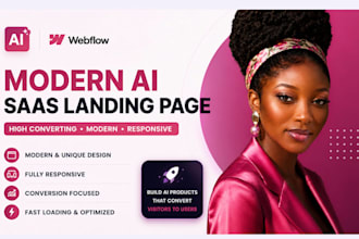 develop modern saas landing page, webflow website, webflow redesign, webflow