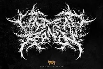 hand drawn death metal, scary, deathcore, heavy metal band logo with source fil