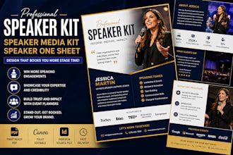 design a professional speaker kit, keynote speaker media kit, speaker one sheet