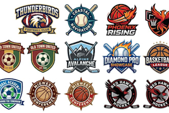 design football, baseball, basketball, soccer and hockey sports team logo