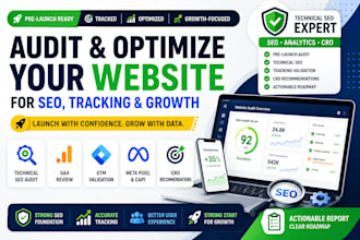 audit and optimize your website for SEO, ga4, GTM, cro and launch readiness