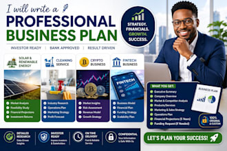 write a solar renewable energy cleaning service crypto fintech business plan