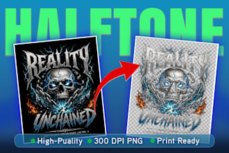 create dtf dtg halftone print ready artwork and convert ai designs for printing