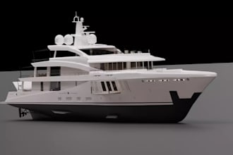 design interior ar yatch 3d model, cargo ship, pbr video game asset 3d printing