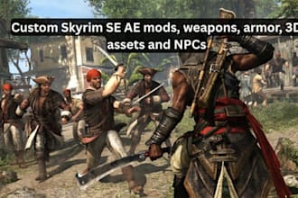 develop custom skyrim se ae mods, weapons, armor, 3d assets and npcs