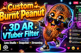 create custom burnt peanut 3d ar vtuber filter for lens studio streaming