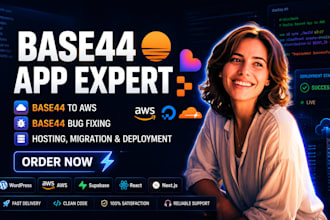base 44 expert migrate base44 to wordpress aws deploy base44 app bug fix
