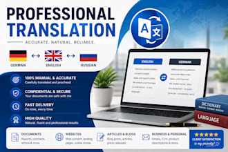 manually translate english, german and russian