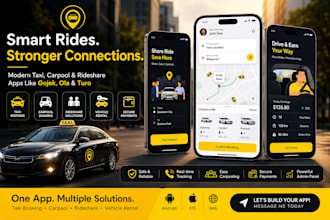 develop taxi booking app capooling app rideshare  gojek ola turo app