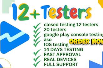 closed testing 12 testers 20 testers google play console testing aso IOS testing