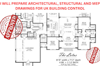 prepare architectural, structural and mep drawings for UK building control