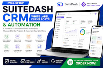 setup suitedash crm white label client portal and automation