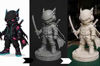 convert 2d to 3d model 3d toy character sculpt likeness image to 3d for printing