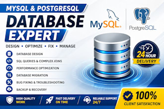 design, optimize, fix, and manage mysql and postgresql databases