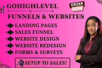 set up gohighlevel landing page, ghl sales funnel, ghl  website design