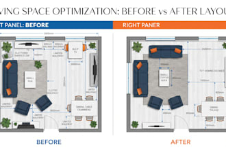 create a functional furniture layout and space plan for any room
