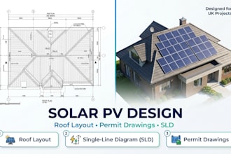 design a professional solar pv system, roof layout, and permit drawings