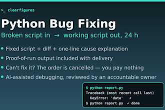 fix bugs and errors in your python script within 24 hours