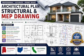 do architectural plan structural and mep drawing in alabama ohio california