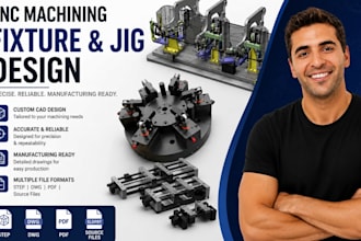design cnc machining fixture, jig cad step dwg manufacturing files