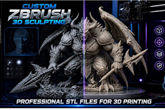 design custom 3d sculpting zbrush models and stl files for 3d printing