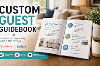 create custom vrbo, airbnb welcome book, guest guidebook or house rental manual