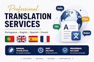 translation portuguese, english, spanish, and french