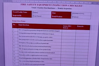 create fire and marine safety procedures and checklists