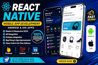 develop react native mobile apps for android and ios with modern UI UX