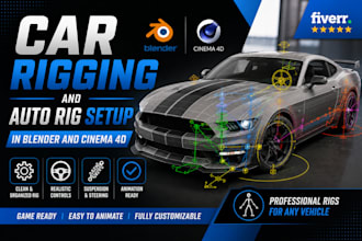 do professional car rigging and auto rig in blender and cinema 4d