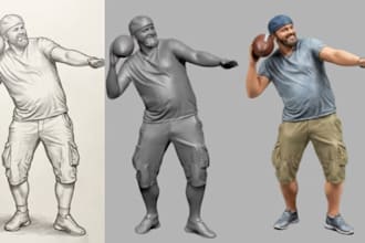 convert 2d image drawing, sketch to 3d model for 3d printing, stl, obj and fbx