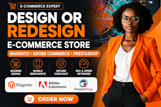 design or redesign ecommerce magento store adobe commerce prestashop redesign