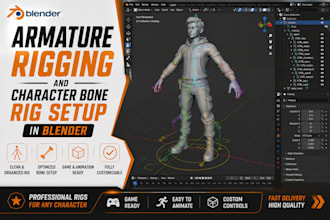 do armature rigging and character bone rig setup in blender