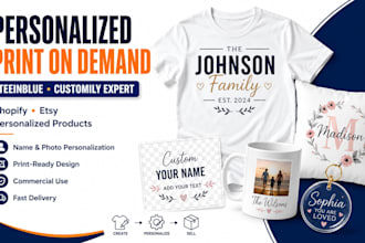 personalize print on demand products in teeinblue customily for shopify store