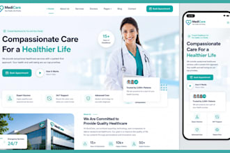 design a healthcare website ui ux,medical landing page, and web interface design