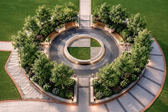 design backyard,park landscape renders and layout plans