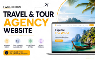 design travel agency website, tour agency, tourism website, booking website