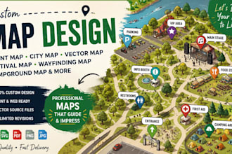 design vector map, event map, city map, campground and site map