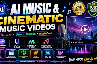 create ai music, cinematic ai music videos with suno ai, udio, mureka
