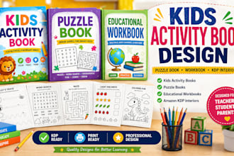 design kids activity book, puzzle book, workbook and amazon KDP interior