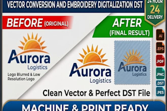 make your logo production ready for embroidery and dtf printing