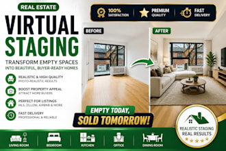 do realistic virtual staging for real estate and empty rooms
