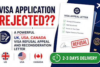 write a powerful UK, USA, canada visa refusal appeal and reconsideration letter