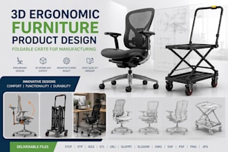 make 3d ergonomic furniture product design, foldable carts for manufacturing