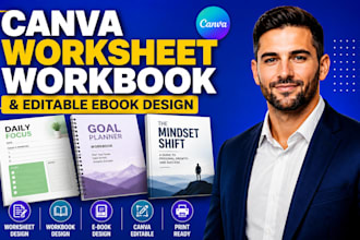 design canva worksheet, workbook and editable ebook design