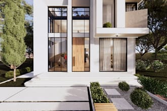 do house elevations by revit and render 3d views