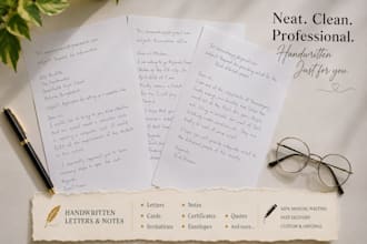 handwrite any text, letter, note, or custom request